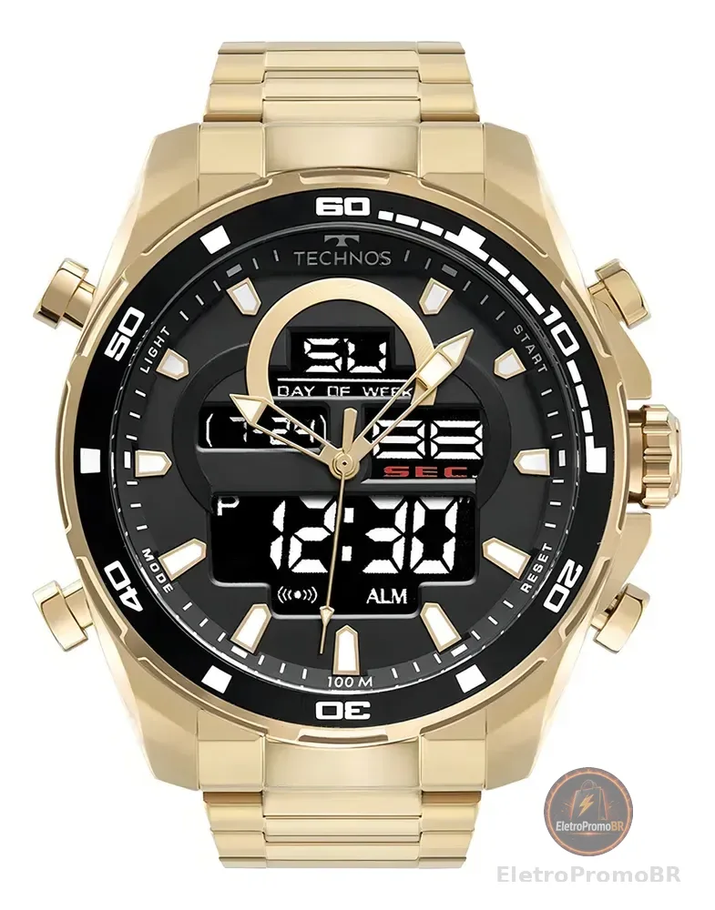 Relógio Technos BJK626AB/1D Masculino Analógico-digital Dourado Com Pulseira de Aço
