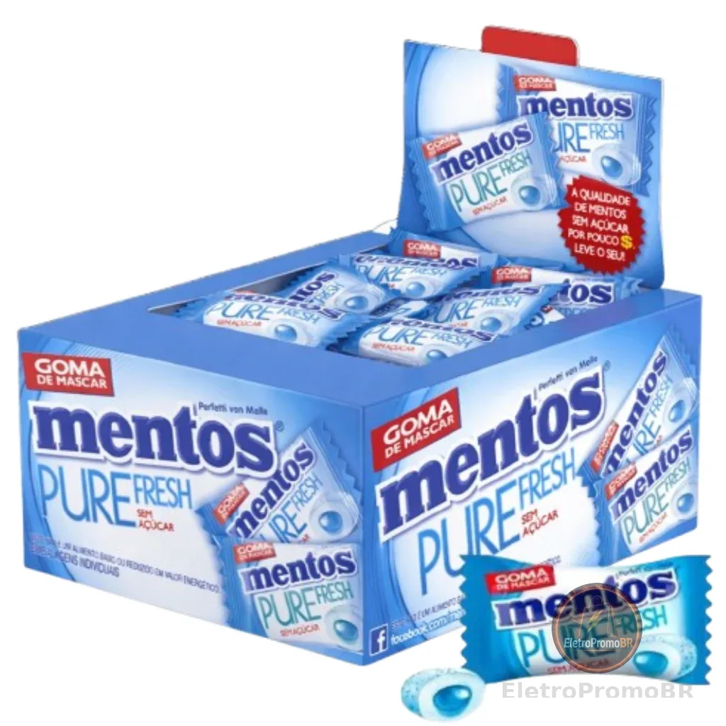 Chiclete Mentos Monopeça Pure Fresh Mint Com 60 Peças