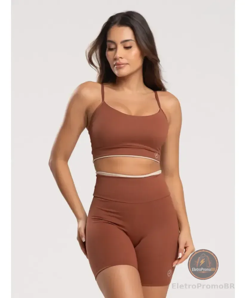 Conjunto Academia Element Poliamida Short E Top Marrom P