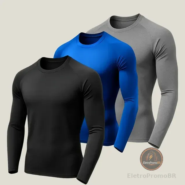 Kit 3 Camisa Proteção Uv  Masculina Segunda Pele Sol
