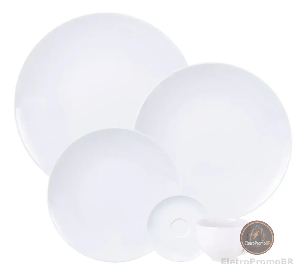 Aparelho De Jantar Tramontina Flávia Em Porcelana 20pçs Branco Liso