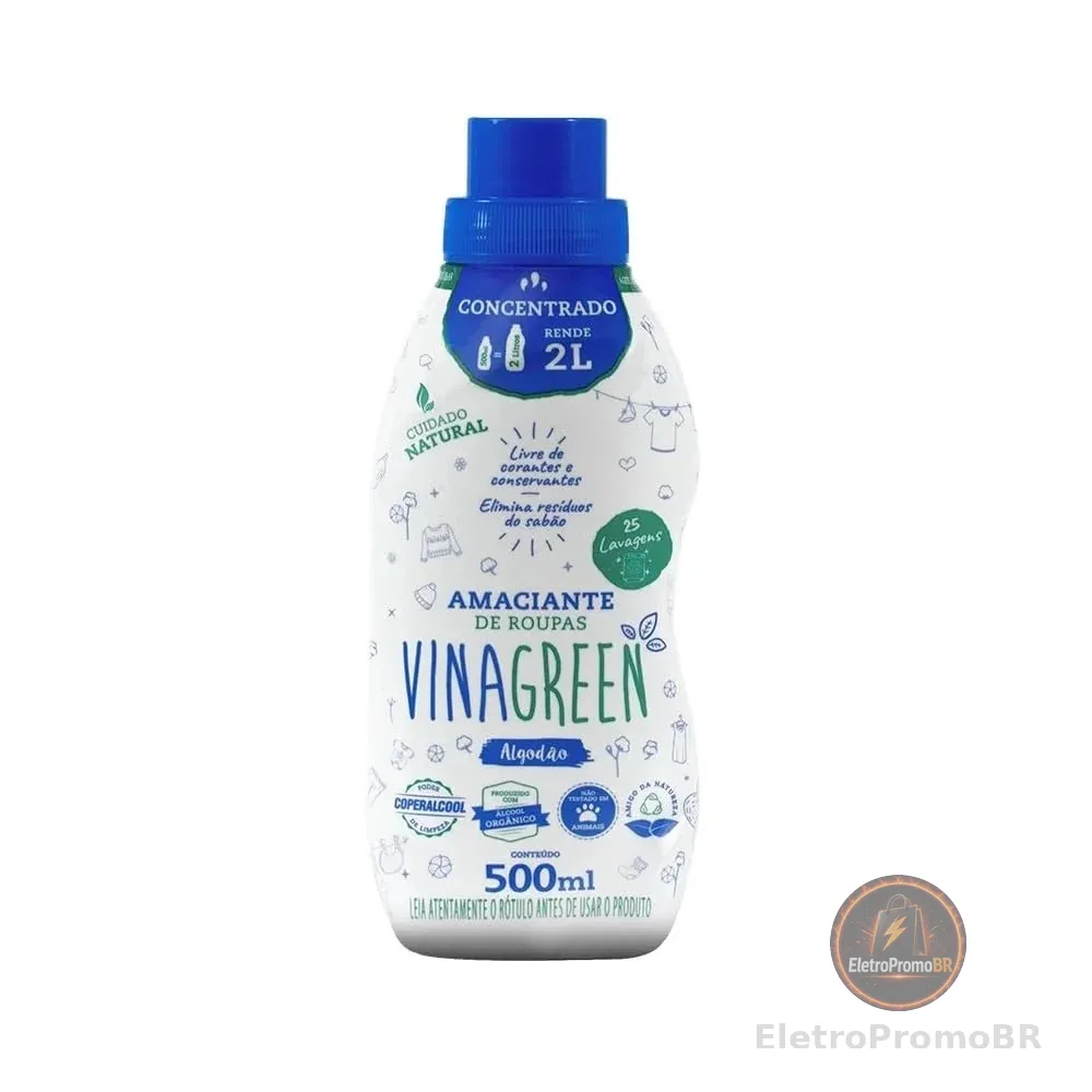 Vinagreen Amaciante de Roupas Concentrado Algodão - 500Ml