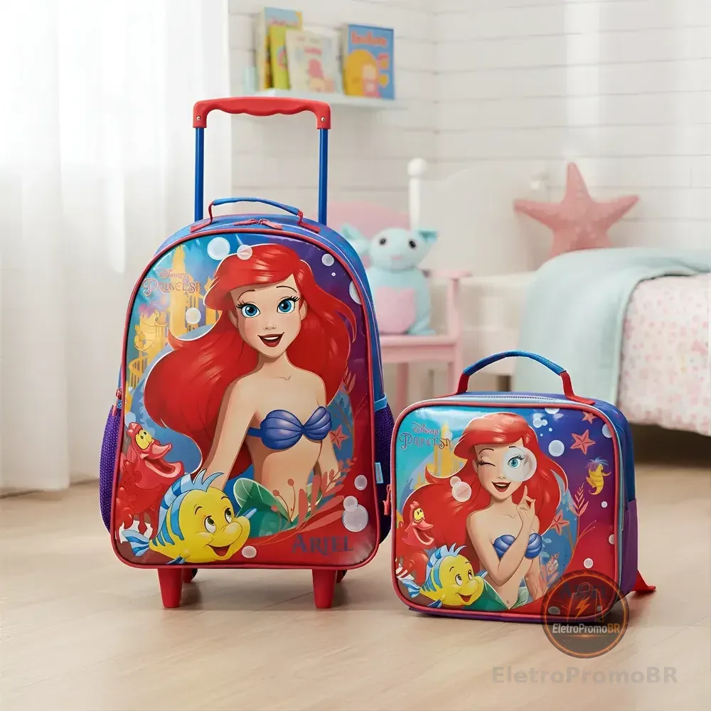 Kit Mochila E Lancheira Ariel R2 Xeryus 6-azul Ariel