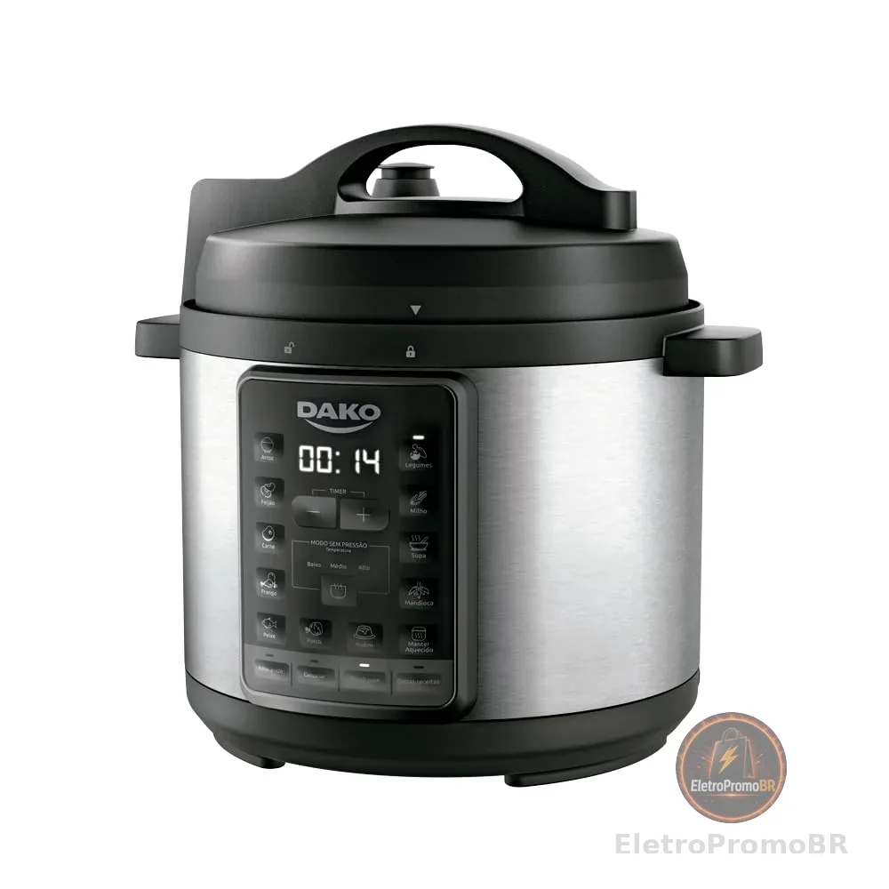 Dako Panela de Pressão Elétrica 1000W 6L Preta 127V