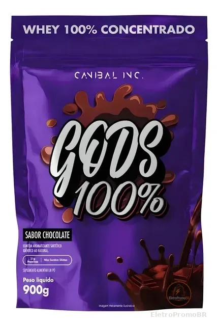 Gods Whey Protein 100% Refil 900g Chocolate - Canibal Inc