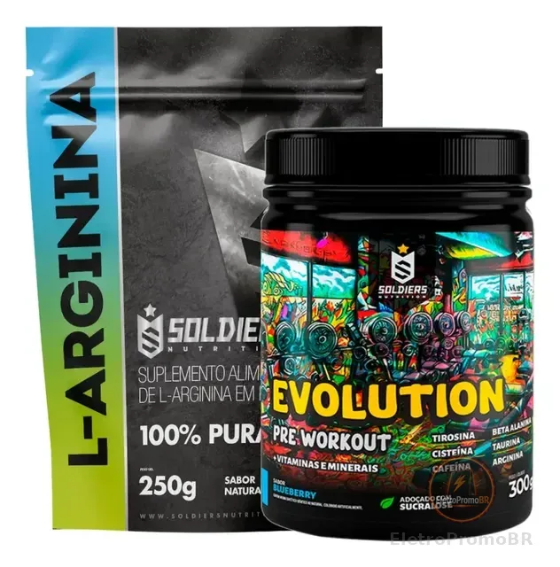 Kit: Evolution 300g + Arginina 250g - Soldiers Nutrition