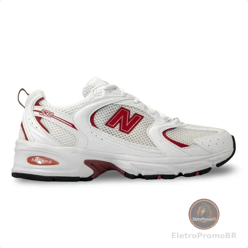 Tenis New Balance 530 Classico Branco Vermelho Feminino Branco-vermelho Liso 37 Br