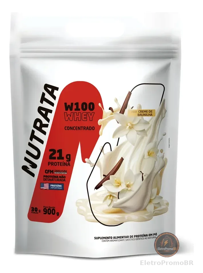 W100 Whey Concentrado Pouch 900g Baunilha Nutrata