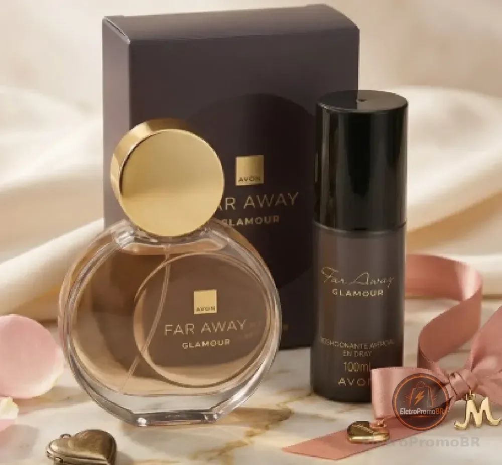 Presente Kit Far Away Glamour: Deo Parfum 50ml + Desodorante Spray 100ml