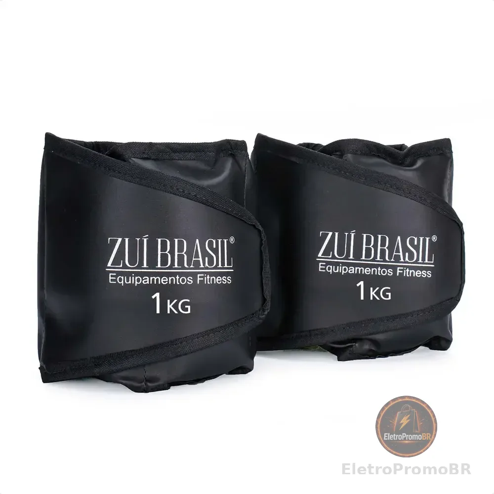 Caneleira Tornozeleira 1kg O Par Academia Musculação Zuí Bra Cor Preto