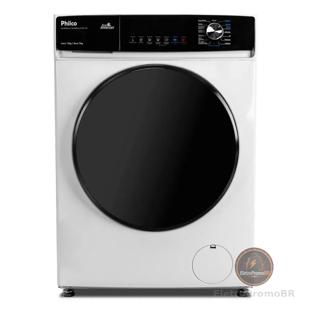 Lava e Seca Philco 11kg Pls11a Eco Invertplus 16 Programas Lavagem Branca 127v