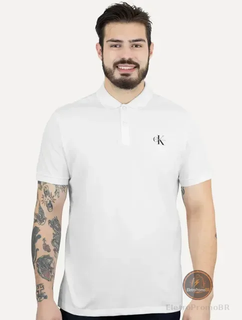 Polo Calvin Klein Jeans Piquet Regular Light Re Issue Branca