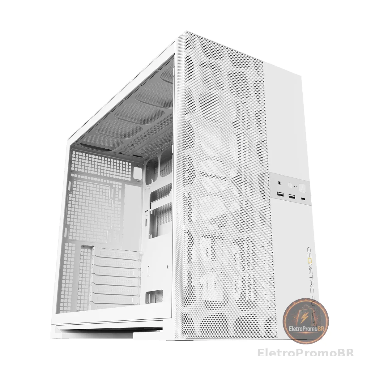 Gabinete Gamer Geometric Future Model 5 Vent Branco Sem Fans GEO-M5V-W