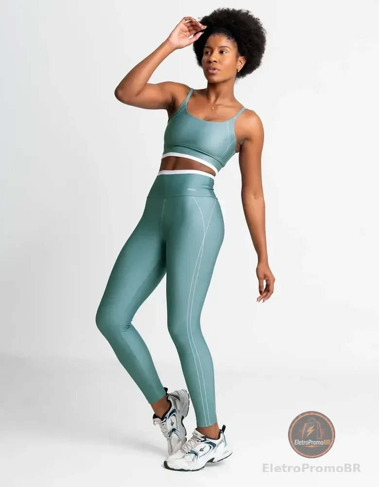 Kit Conjunto Ciclico  Calça Legging E Top  Academia Fitness Verde P