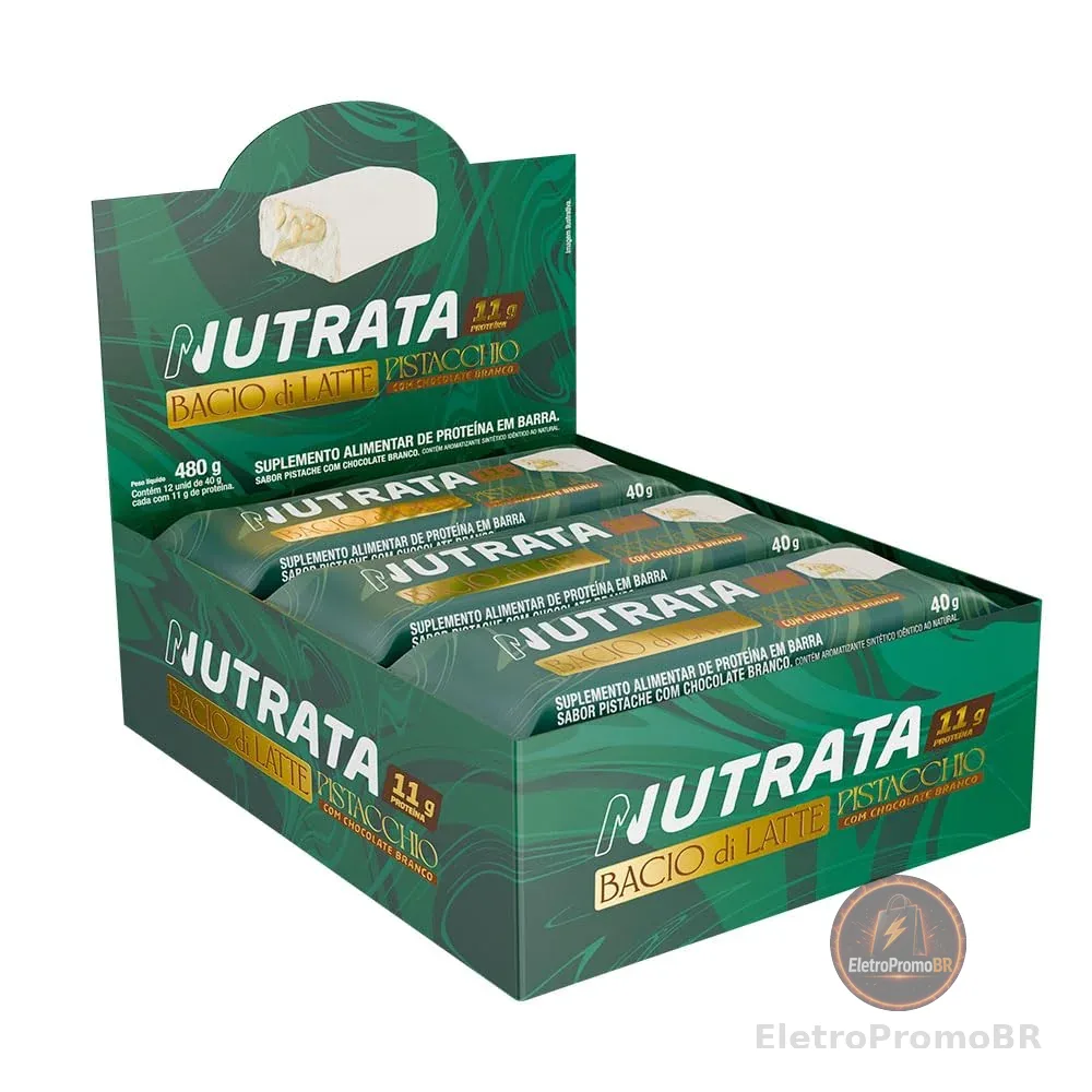Caixa Display Barra Bacio di Latte Sabor Pistache Display c/ 12 und 40g