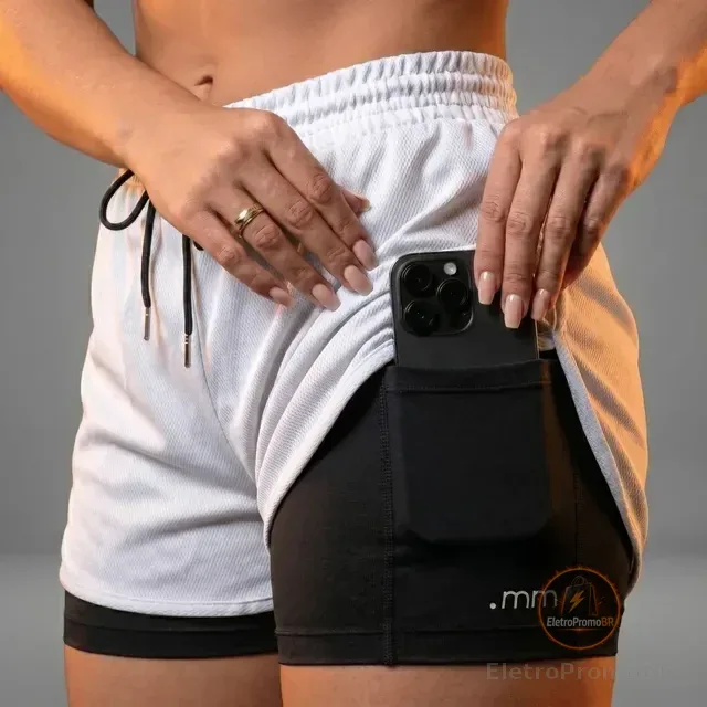 Short Fitnes Duplo 2 1 Bermuda Compressão Academia Feminino