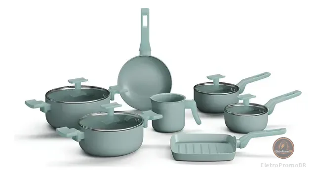 Conjunto Panelas 7 Peças Sartin Cook Cor Aquamint Mimo Style Cor Verde-claro