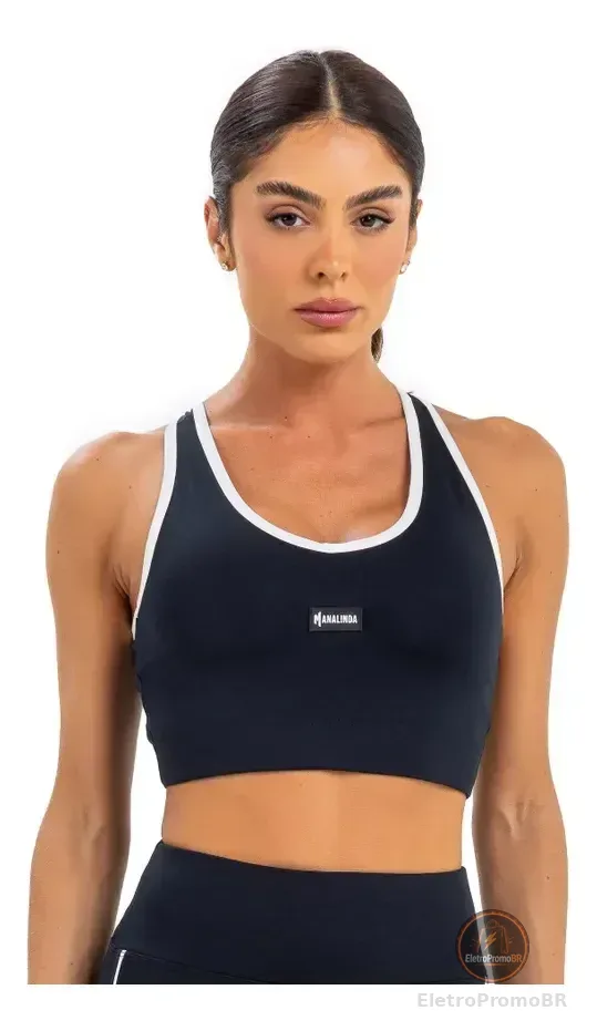 Top Fitness Feminino Alças Cruzadas Manalinda Preto G