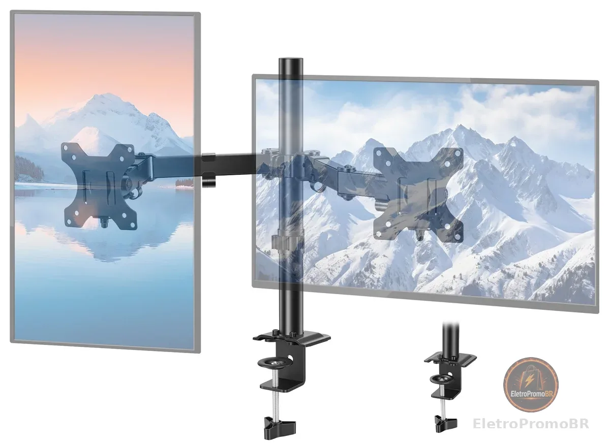 Suporte Monitor, Suporte Monitor, VESA de Engate Rápido, Passagem Interna de Cabos, Adequado para Telas de 15-27 Polegadas, Suportar Até 9kg