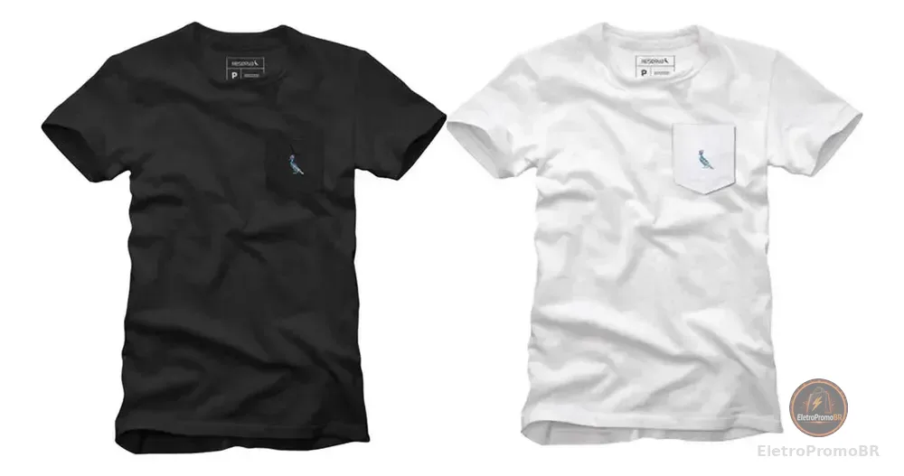 Kit 2 Camisetas Bolso Cb Pica-pau Xadrez Reserva Preto/branco G
