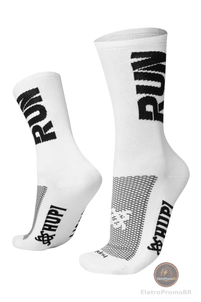 Meia Hupi Run para Corrida Preto/branco, Cor: Preto/branco