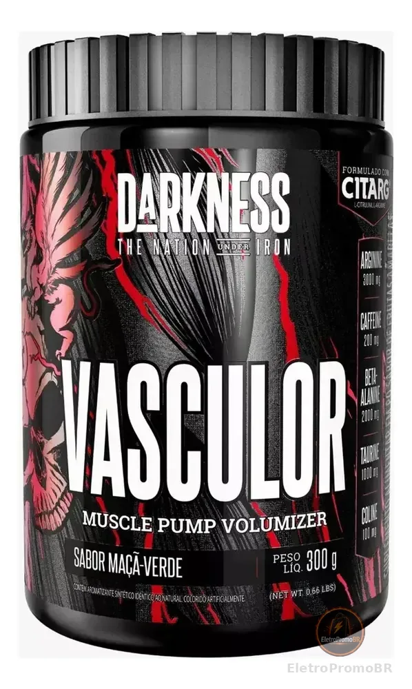 Suplemento Pó Darkness Nutricional/esportivo Pré Treino Beta-alanina Vasculor Muscle Pump Volumizer 300g Maçã Verde