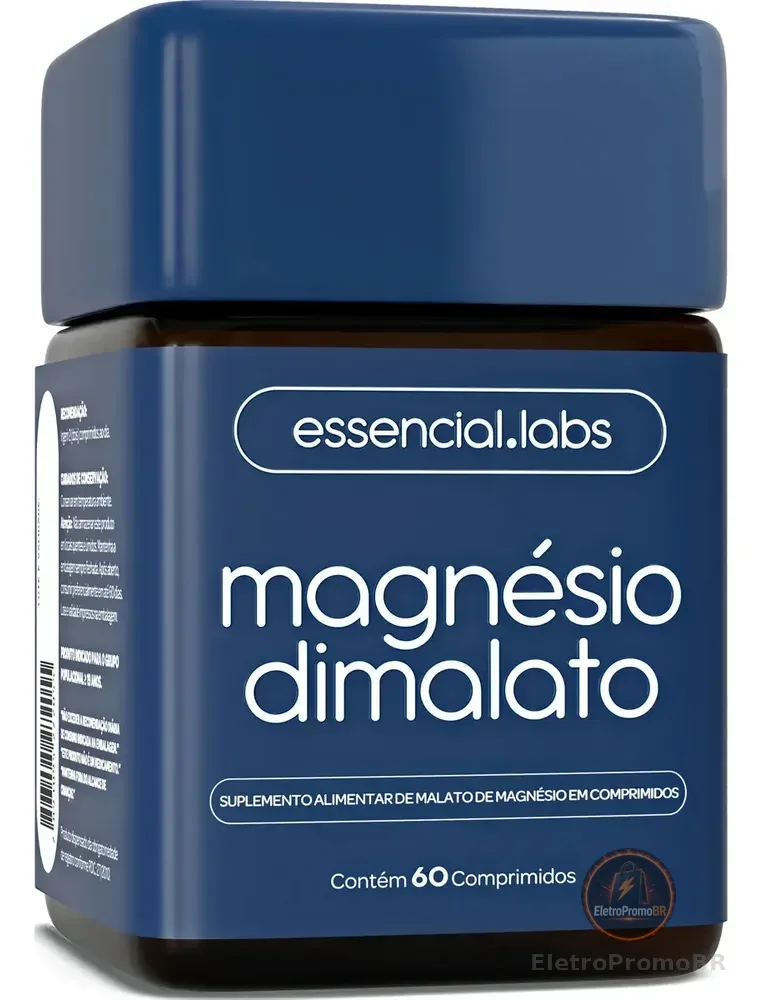 MAGNÉSIO DIMALATO - Fórmula 100% Pura com Máxima Concentração e Pureza - 60 Comprimidos