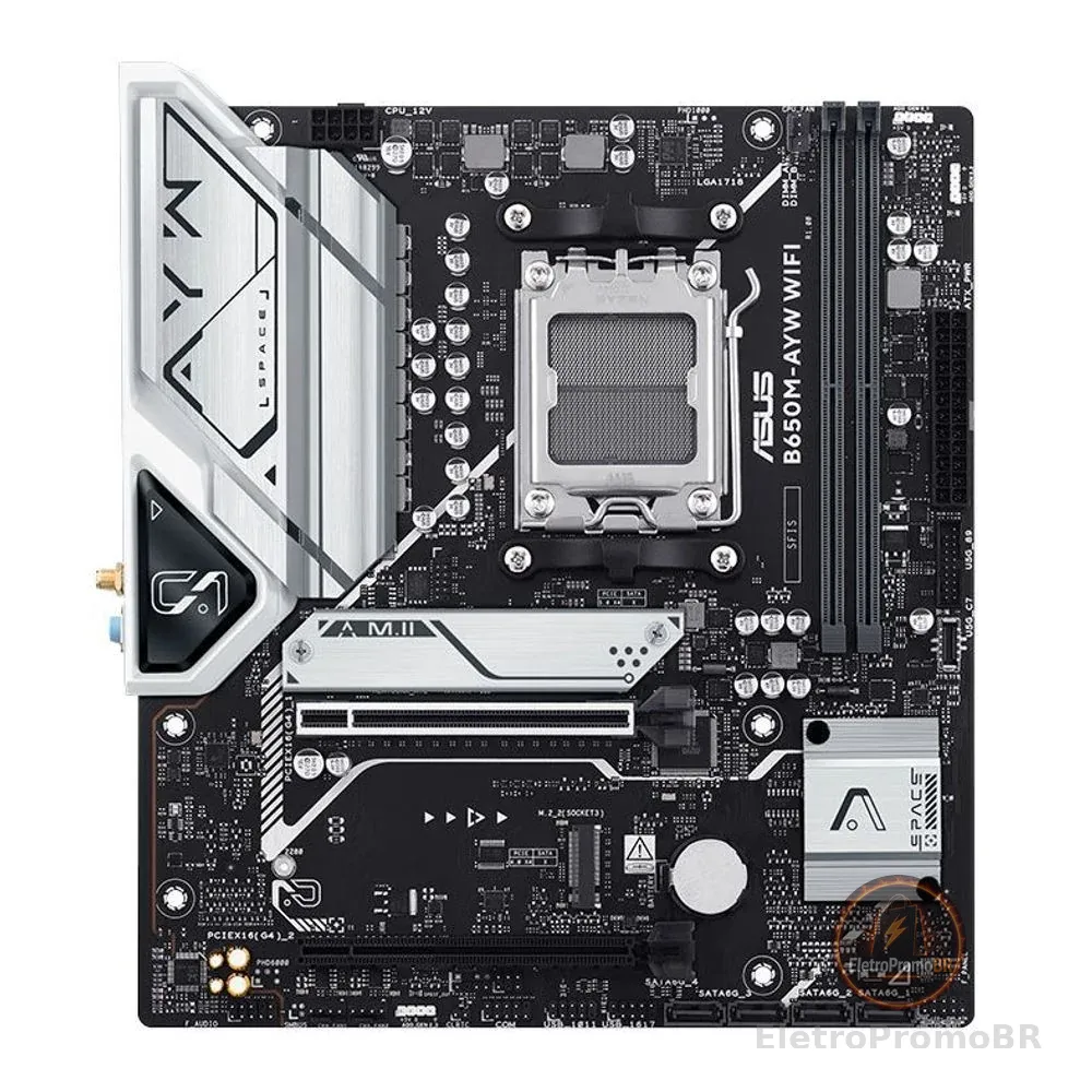 Placa Mãe  Asus B650M-AYW WiFi, DDR5, Socket AMD AM5, M-ATX, Chipset AMD B650 - B650M-AYW-WIFI
