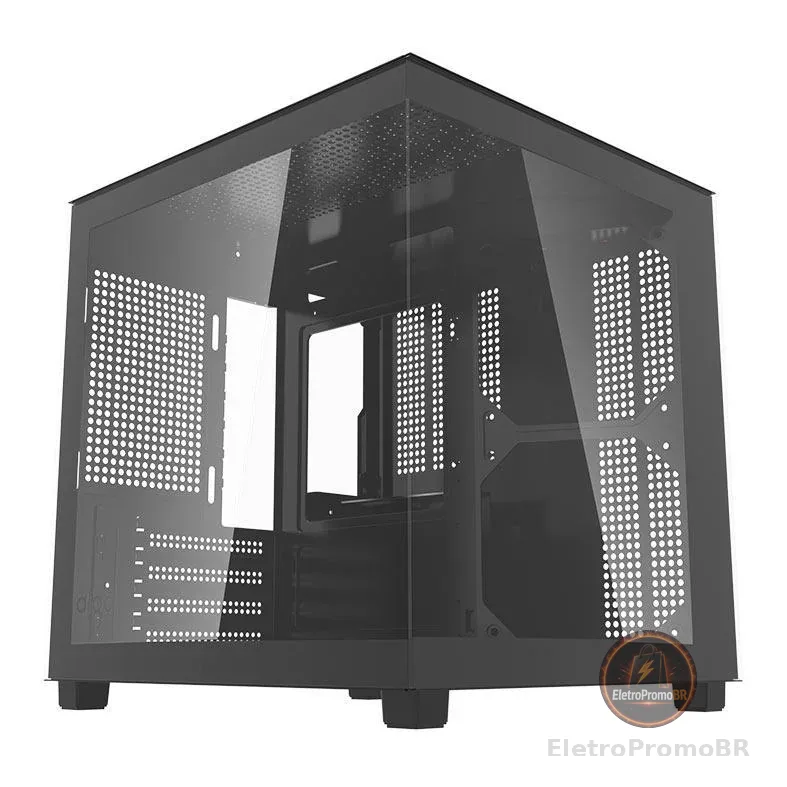 Gabinete Gamer Aquário Aigo Apollo A275, Mini-Tower, Lateral de Vidro, Preto, AC-A275-B-HQ1