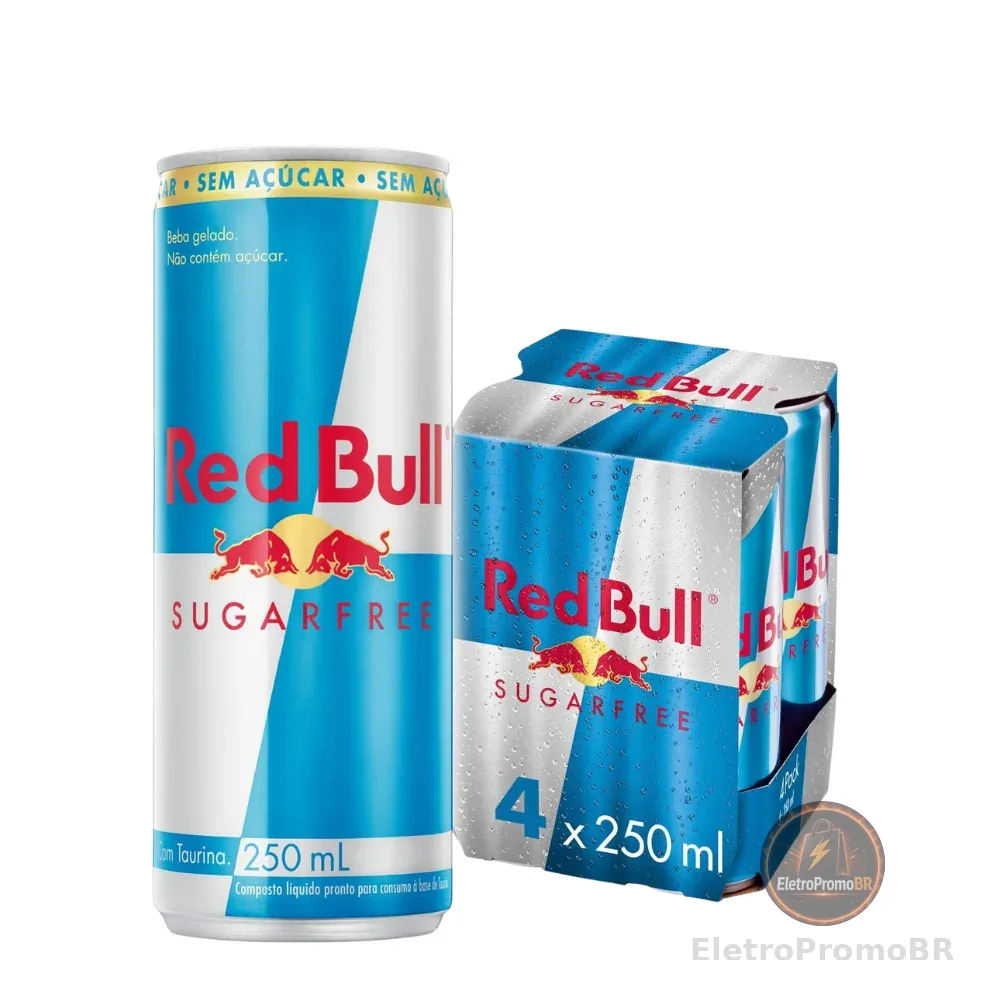 Kit com 4 Energético Red Bull Sugar Free 250ml