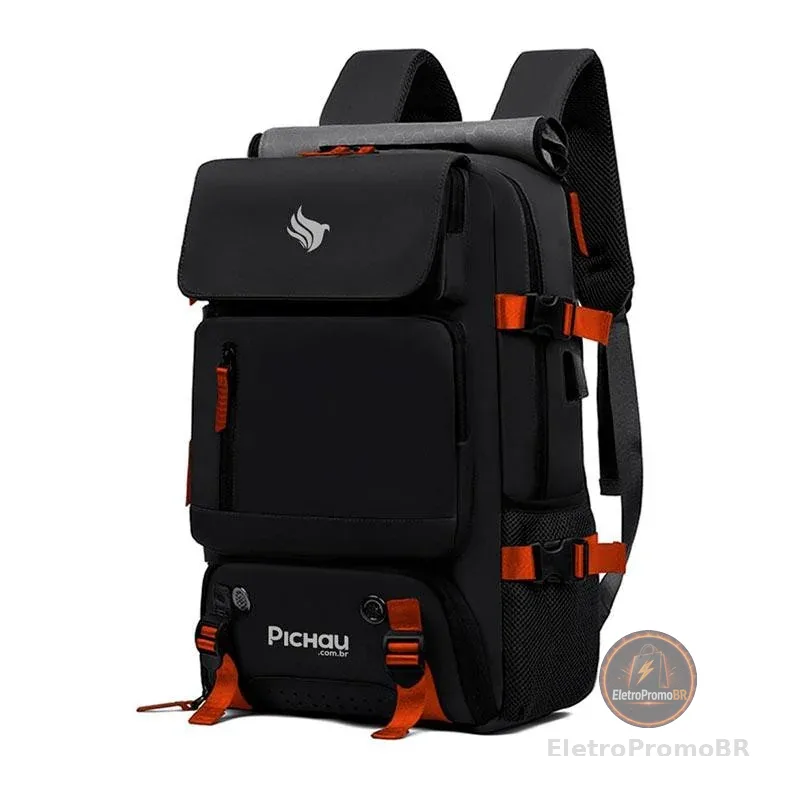 Mochila Pichau Vulcan, Preto e Vermelho, PCH-VULC-BL01