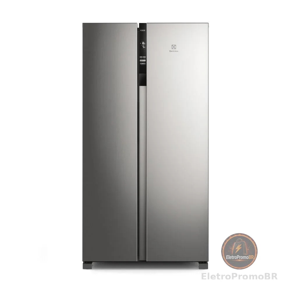 Geladeira Electrolux Frost Free Inverter 440L Efficient com AutoSense Side by Side cor Inox Look (IS4S)