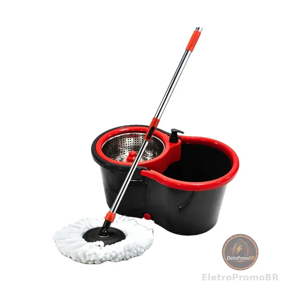 Powermaid Mop Giratorio Pro - Dois baldes com Centrífuga de Aço Inox - Balde de Enxague com 7L