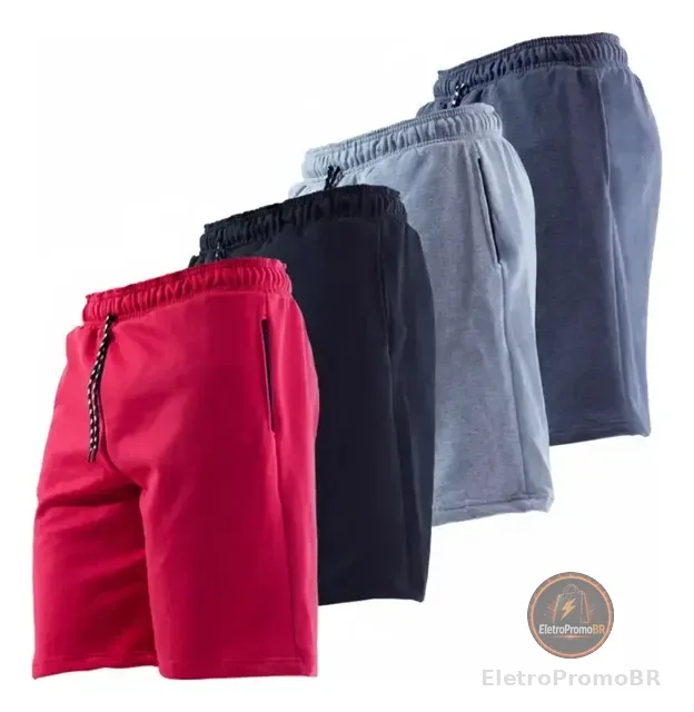 Kit 4 Bermuda Masculina Short Moletom Leve Caminhada Atacado