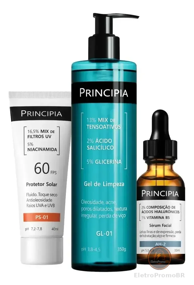 Kit Trio Limpeza, Hidratação E Proteção Solar Gl + Ah + Ps