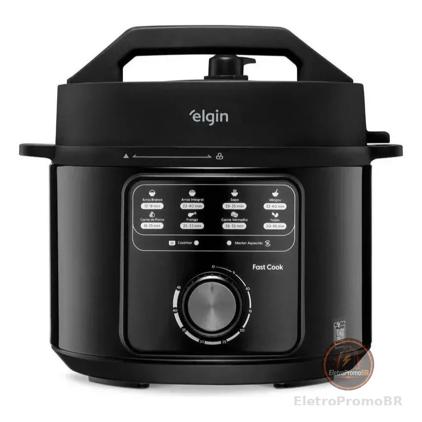 Panela De Pressão Elétrica 4L 900w Fast Cook Elgin Preta