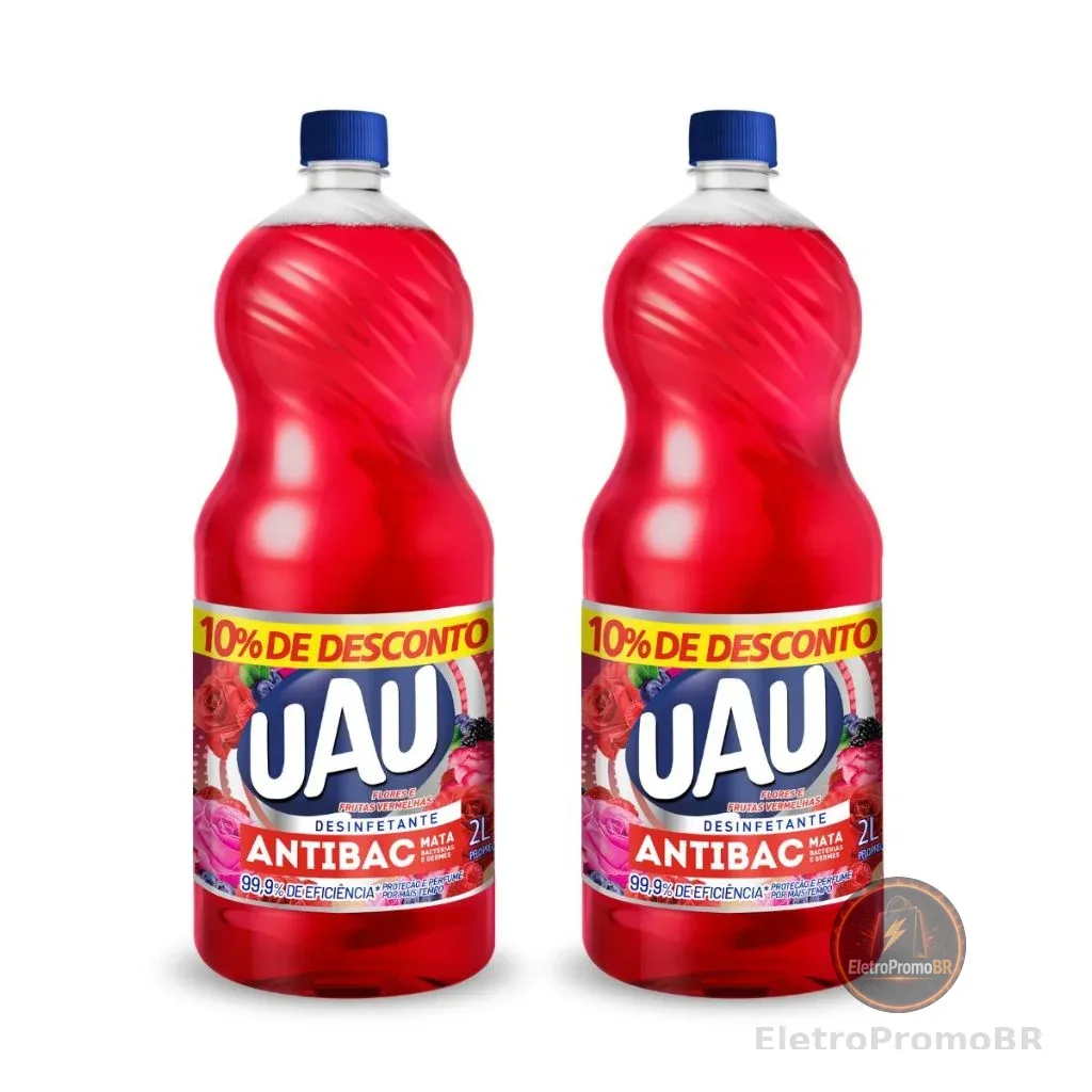 Kit 2un Desinfetante Uau Antibac Flores E Frutas 2L