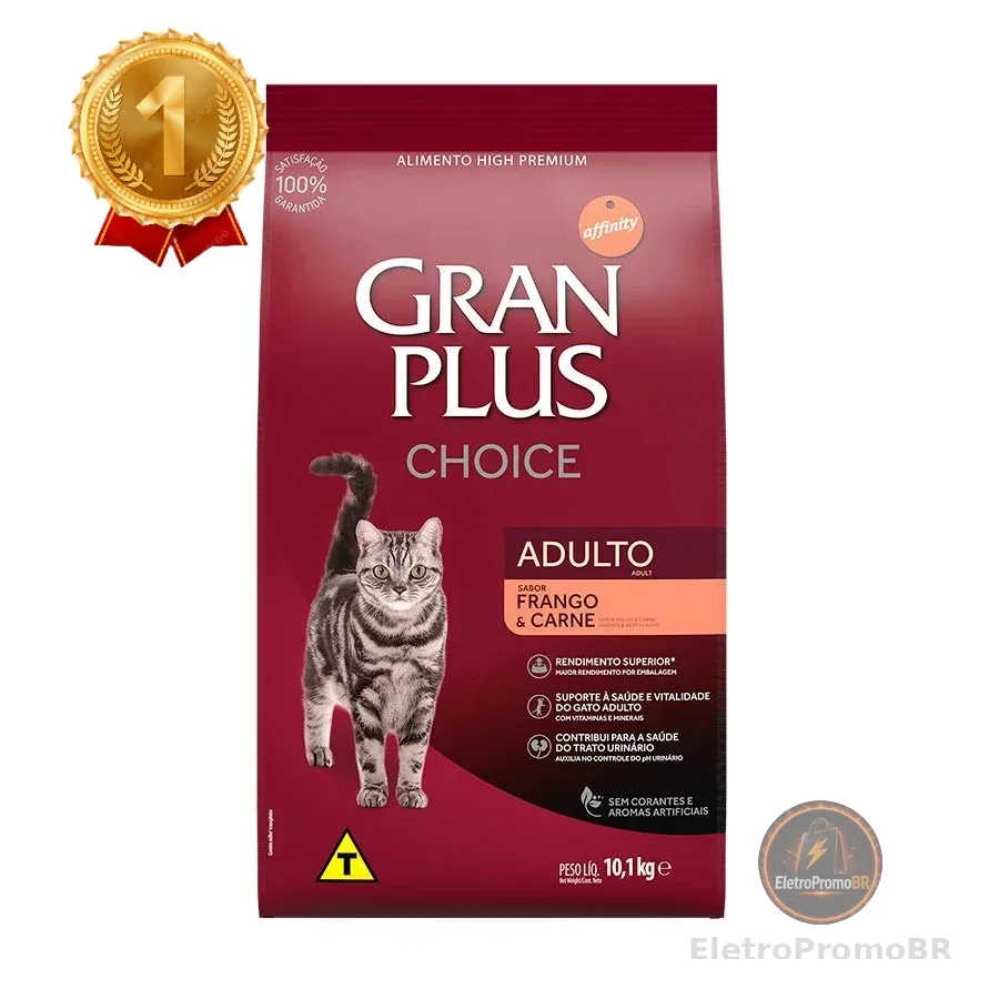 Ração GranPlus Choice Gatos Adultos Frango e Carne 10,1kg