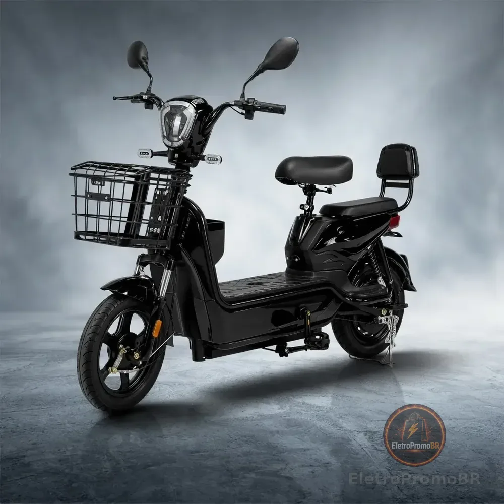 Bicicleta Eletrica 500w Sem Cnh Cesto 2 Pessoas Cor Preto Preto 14