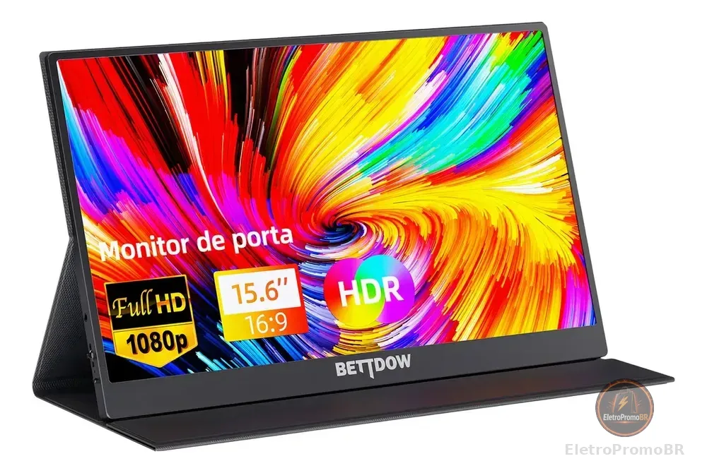 Monitor Portátil Gamer Bettdow 15.6'' Full HD 60Hz IPS Compatível 4K Preto