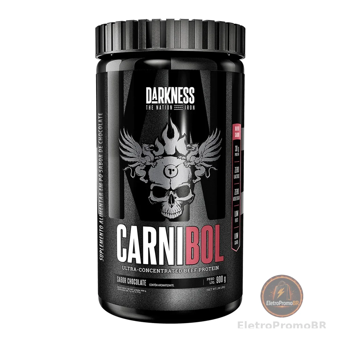 DARKNESS Carnibol Proteína Ultra Concentrada de Carne em Pó Sabor Chocolate - Complemento Proteico de Alto Rendimento - Ganho de Massa Muscular e Aumento de Força - Pote 900g
