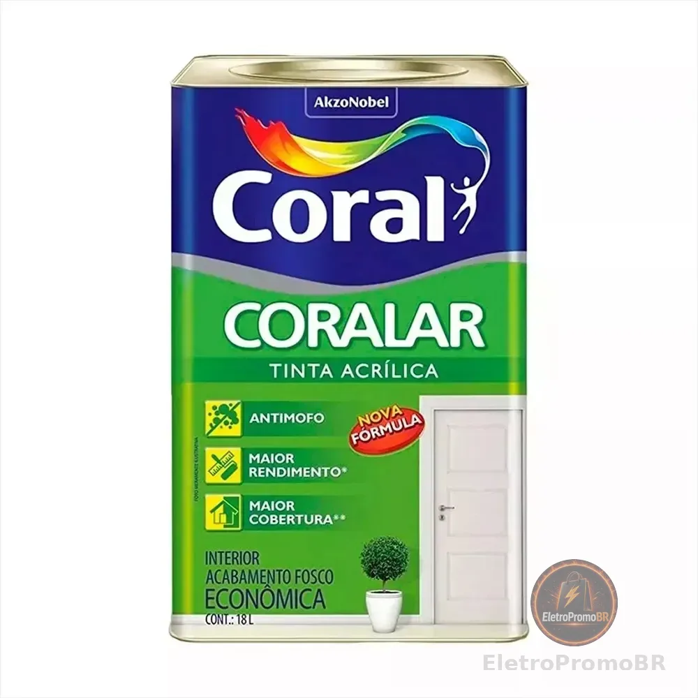Latex acrílica tinta coral anti mofo branco 18l coralar branco fosco