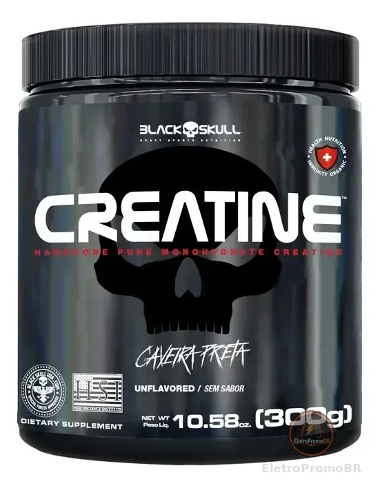 Creatina Pura Monohidratada 300g Black Skull Sem Sabor/original