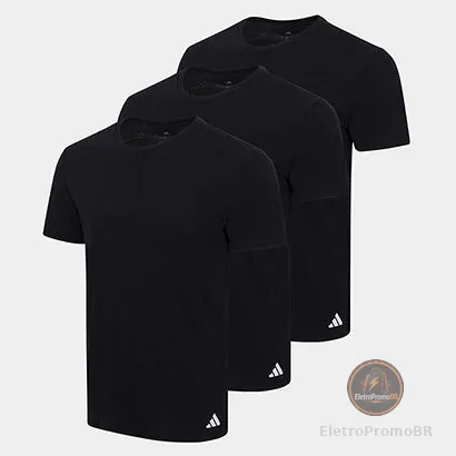 Kit Camiseta Adidas Básicas 3 Peças Masculino