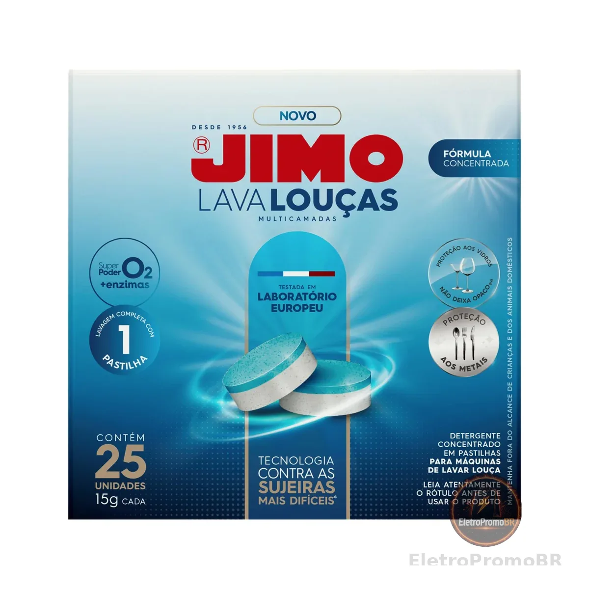JIMO Lava Louça Multicamadas Detergente Concentrado para Máquinas de Lavar Louças Desengordurante Mais Brilho e Proteção às Louças 25 pastilhas