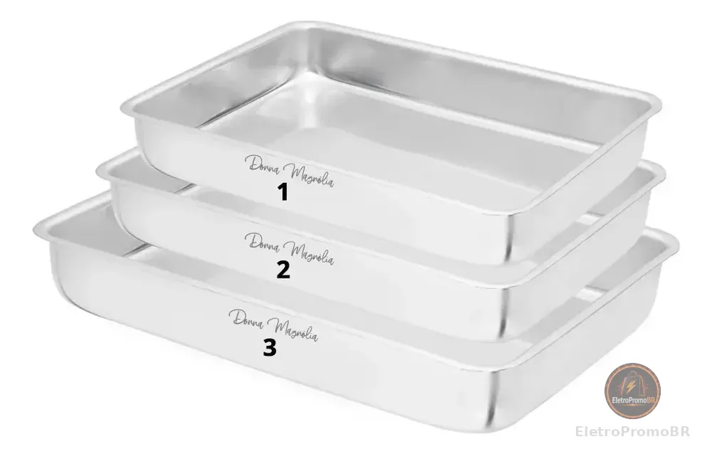 Jogo 3 forma assadeira bolo torta retangular 1-2-3 e68