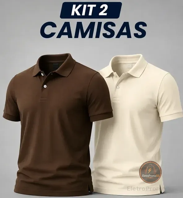 Kit 2 Camisa Gola Polo Masculina Básica Piquet Camiseta
