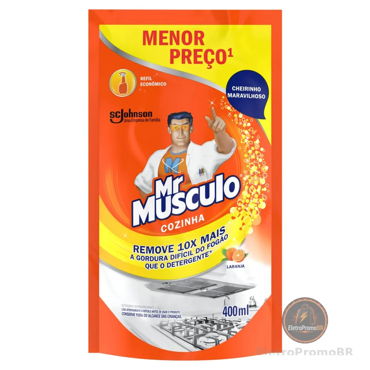Mr. Músculo Desengordurante Cozinha Laranja, Refil Sachê 400ml