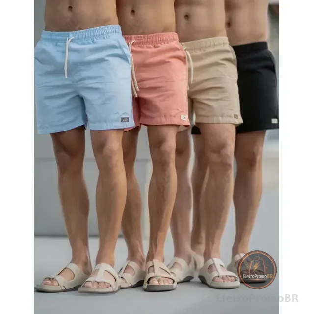 Short Masculino Linho Kit 4 Bermudas Curta Estilo Mauricinho