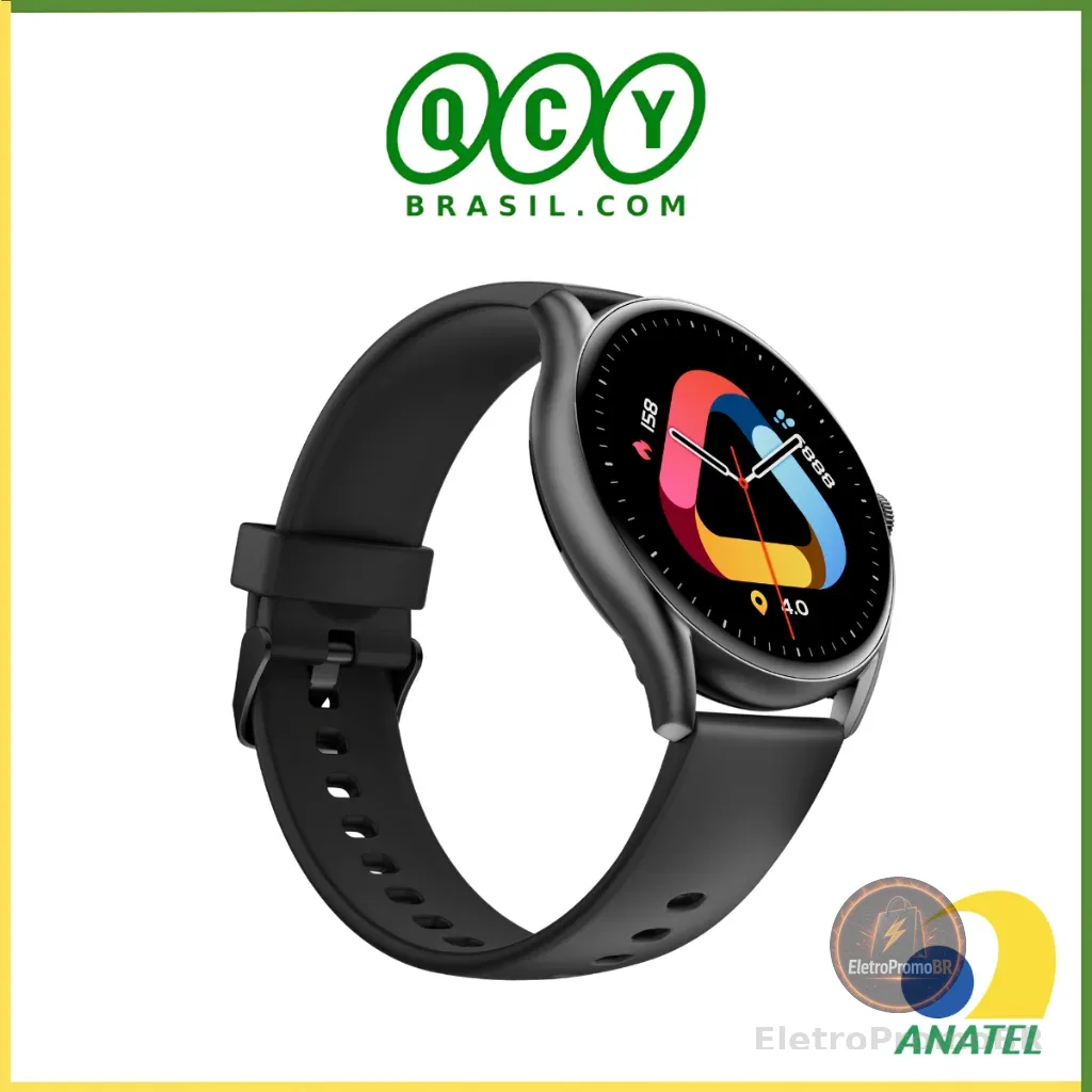 Smartwatch QCY GT S8 Bluetooth, Para Corrida e Treinos, Certificado IPX8, Tela Amoled , Sp02